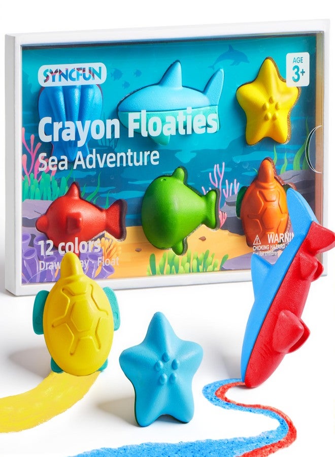 SYNCFUN 100% Pure Large Beeswax Crayons, Washable Crayons for Kids, Natural, Non Toxic, Safe for Children, Easy to Hold & Mold Free, Toddler Art Supplies (Ocean Theme, 12 Colors) - Image 1
